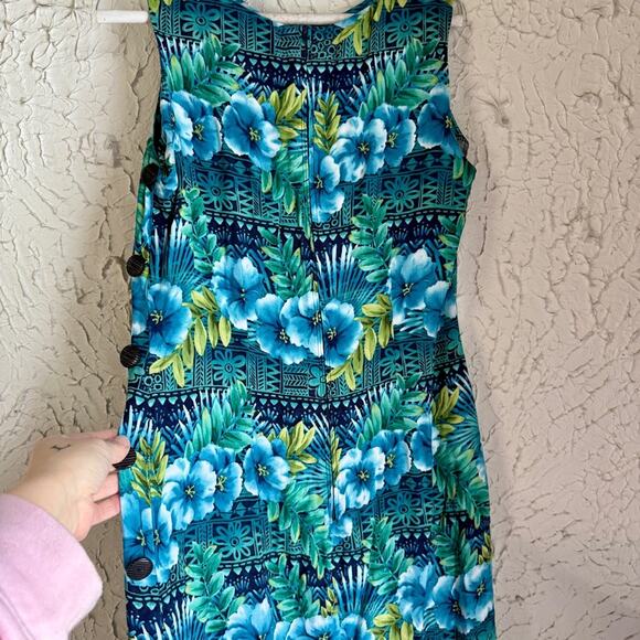 Vintage R&K Blue and Green Floral Maxi Dress - Picture 7 of 9
